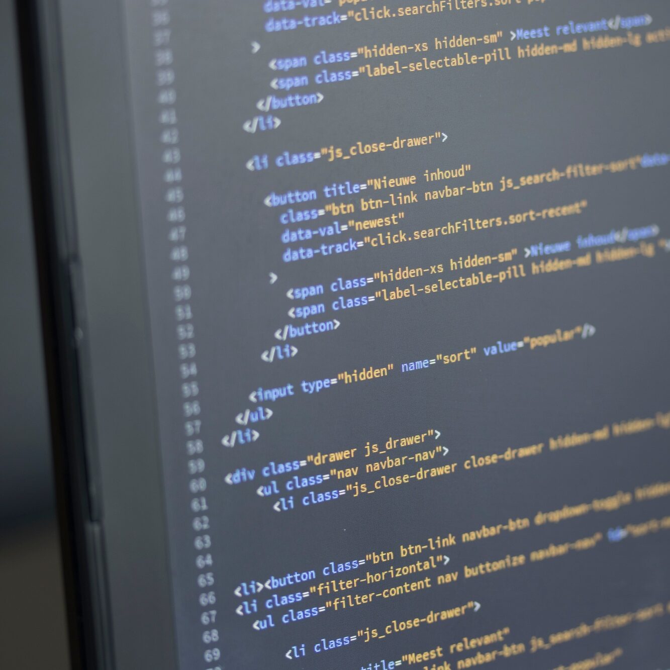 Code on computer screen programming software