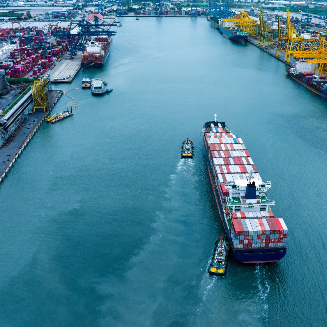 Shipyard Cargo Container Sea Port Freight forwarding service logistics and transportation.